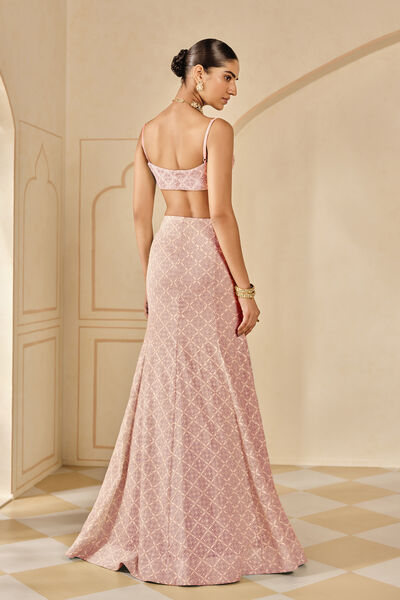 Alinta Sequin Silk Skirt Set - Blush